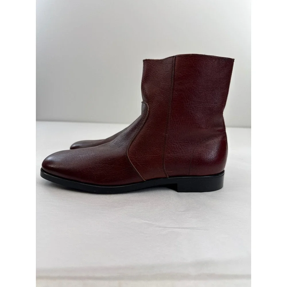 Buster Brown Vintage Mens Ankle Boots 6 Burgundy Leather Square Toe NOS NEW